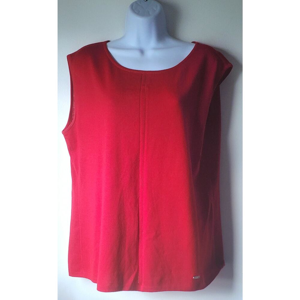 Escada Womens Red Merino Wool Sleeveless Sweater Size 46 EU or 14 US Preppy Boho